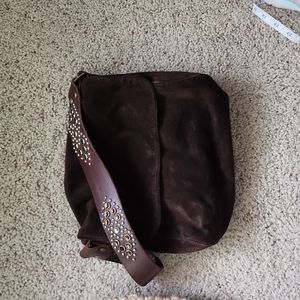 TYLIE MALIBU Suede Hobo Bag Rhinestone Strap